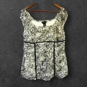 Lane Bryant Women’s Black Lace and Cream Sleeveless Top With Ribbon Size 14-16